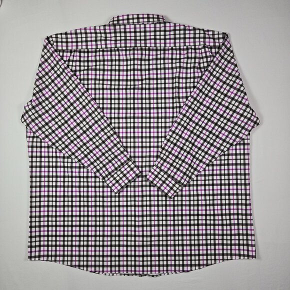 Shaq Brand Big Fit Button-Up Shirt XLG Plaid Cooling Stretch Smart Business - Picture 6 of 12